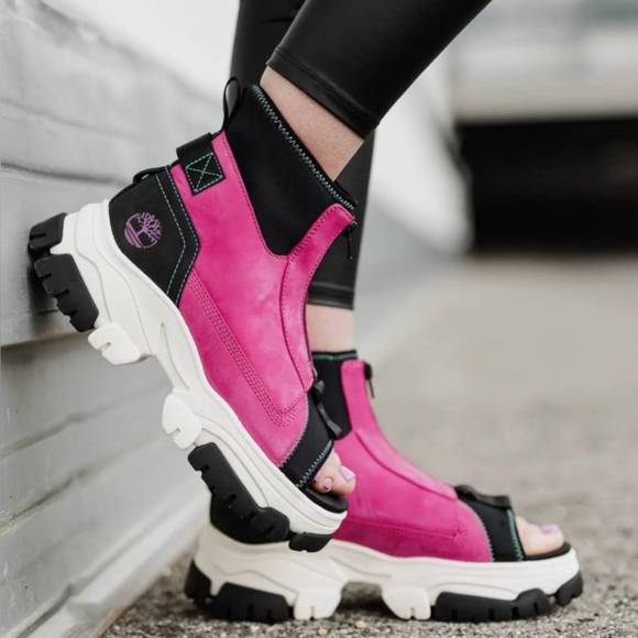 Timberland Adley Way Peep Toe Boot Sandals 'Very Berry' Sz 7 - Picture 1 of 13